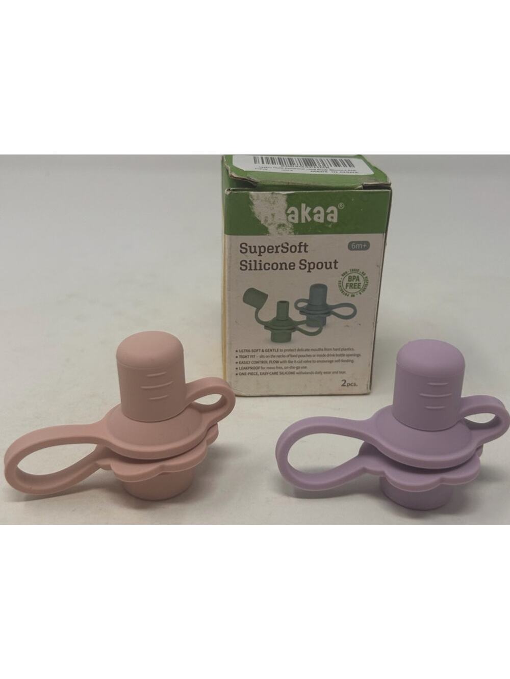 Haakaa Super Soft Silicone Spouts Blush Lavender 2 pk 6m+ BPA Free Leakproof